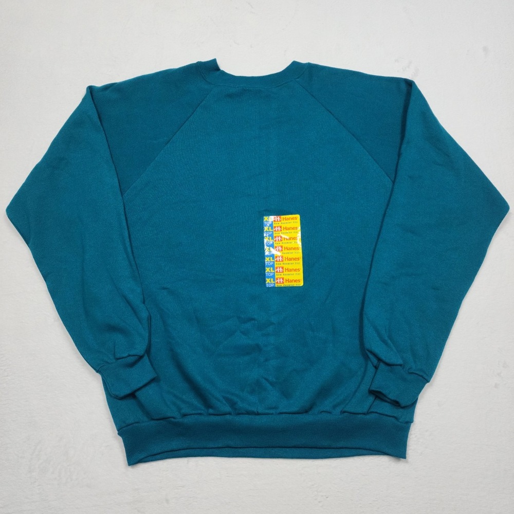 Vintage Hanes Sweatshirt Mens XL Blue Blank Pullover Heavy NWT